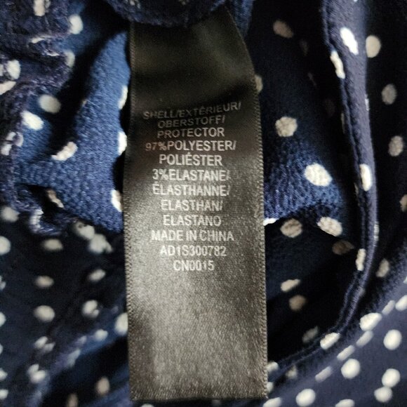 Adrianna Papell Pants Womens Size L Large Blue White Polka Dot Wide Leg Zip Crop - Picture 5 of 6